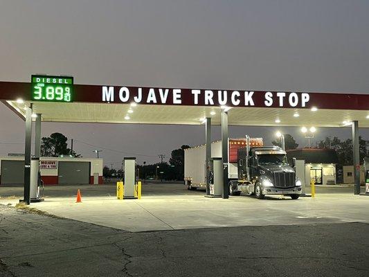 Mojave Truck Stop's fueling station at night!