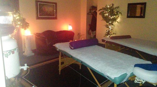 Couples massages as well as individual massage,Reiki treatments, and Hypnosis available.