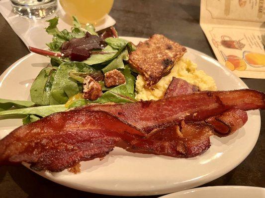 Plate 1 of buffet. The bacon was thick and loved this salad