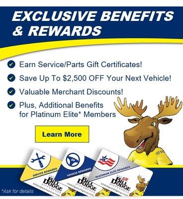 Start earning money towards your next vehicle every time you get your vehicle serviced at any of our Bill Dodge locations. Regardless of the