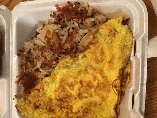 Bacon and cheese omelette carry out.