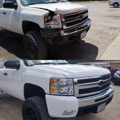 Before and After on a Chevy pick up