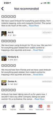 There are over 20 5 star reviews being hidden by Yelp censorship on our page.  We are actually a 4.5 star company.