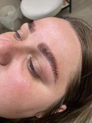 Brow lamination and brow tint