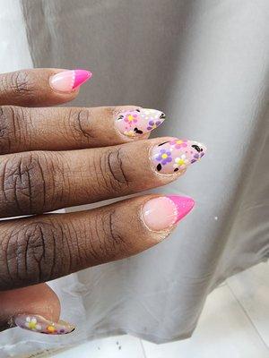 I'm ready for Spring, these are my natural nails  had to cut  them down short, but I love the details!!!