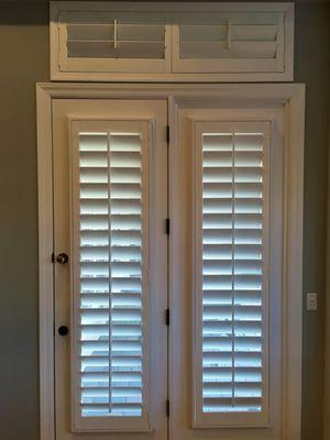 French door Smooth Paint Shutters with over head Shutter.