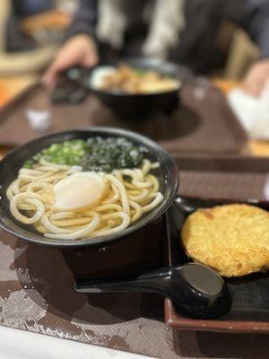 On-Tama Udon ($9.75) and Sweet Potato Tempura ($1.25)