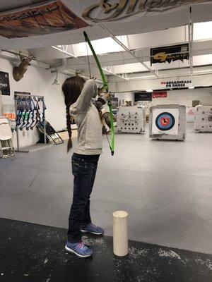 My daughter just started archery and this is a great indoor place to practice.