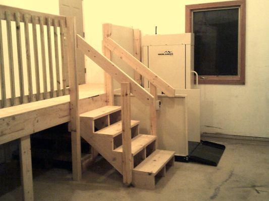 Garage Installation...Stairway with Wheelchair Lift...Home Access Services.