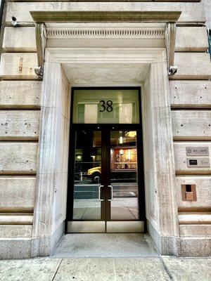 Street entrance at 38 E. 32nd St.