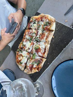 Pepperoni and salami flatbread-amazing