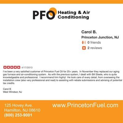 Customer review for replacement of aging gas furnace and air-conditioning system.