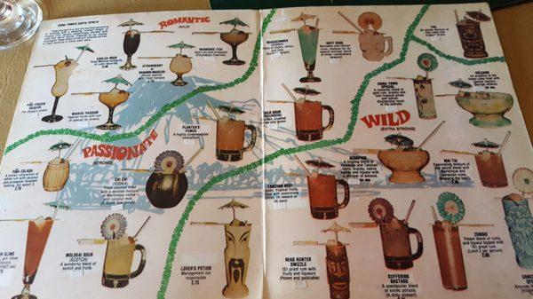 Old school Polynesian drink menu