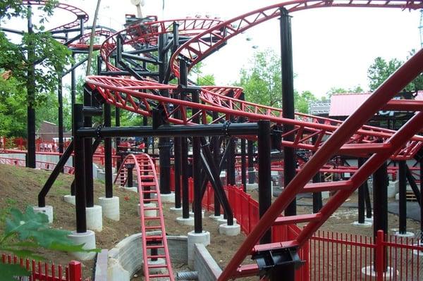 Most of the ride's layout in one photo.  Your typical Gerstlauer spinning coaster.