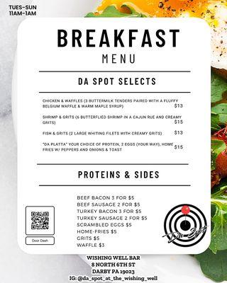 Breakfast menu