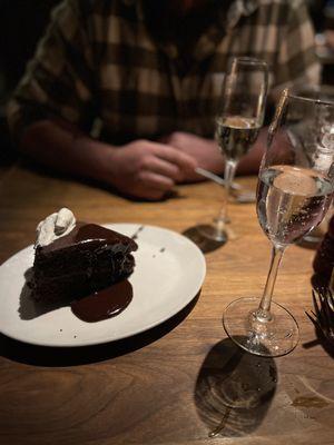 Anniversary cake and champagne (sprite for me)!