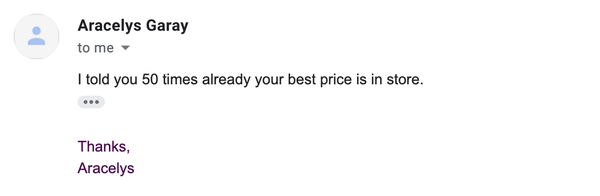 Response to a price request