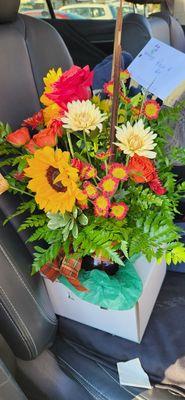 Lovely fall arrangement for friends who suffered a sad loss of a family member