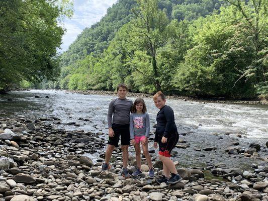 Checking out the water where the rafting trip ends before we headed up river!