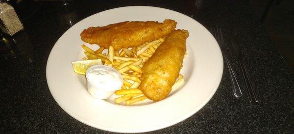 Fish and chips, emphasis on fish.