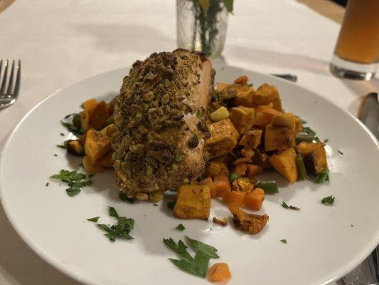 Pistachio crusted salmon