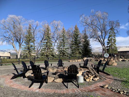 Large pit with Adirondack chairs - great for large groups! Each cabin has it's own private pit as well.