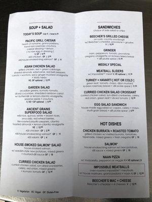 Menu as of March 2020 (2/2)