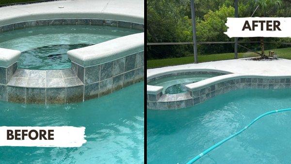 Before & After Pool Tile Cleaning in Merritt Island, FL