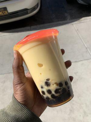 Mango slush with boba and brown sugar syrup