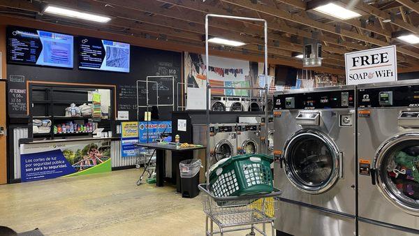 Cash register with laundry drop in service.