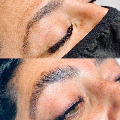 Before and After Brow Lamination-Lash extensions also by me