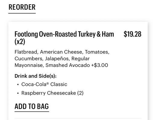 Oven Roasted Turkey & Ham. what I actually ordered.