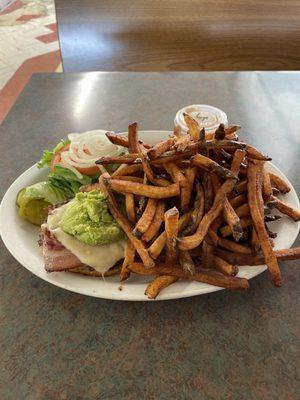 Border burger with fries