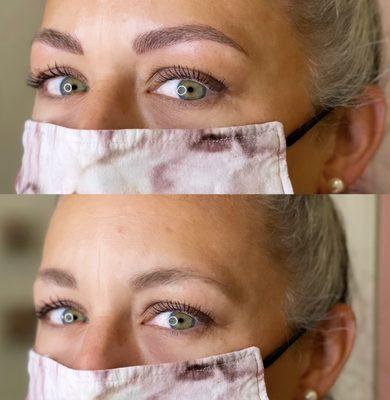 Micro blading after and before photo.