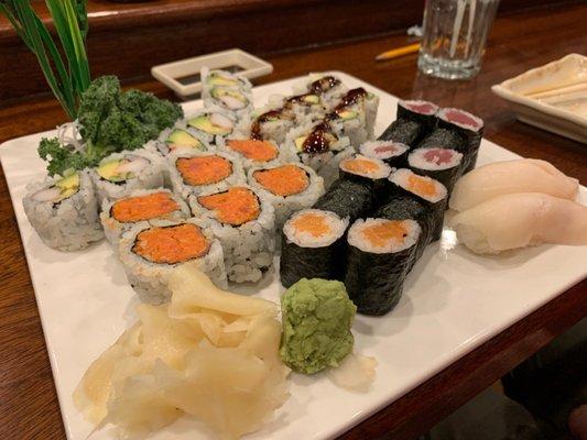 California Roll, Spicy Tuna Roll, Eel with Avocado, Salmon Roll, Tuna Roll, White Tuna