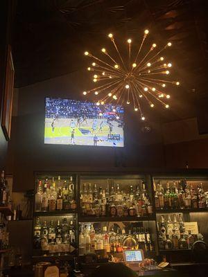 Warriors game at bar