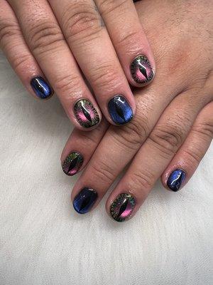 Halloween nail art Cat eye  1001