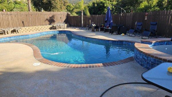 This is the completed project. They regrouted the coping and resealed the perimeter later on. They also replaced all the tile.