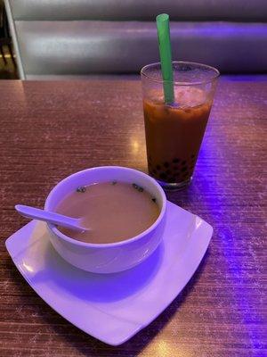 Miso soup and bubble tea