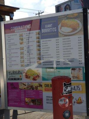 Partial drive thru menu