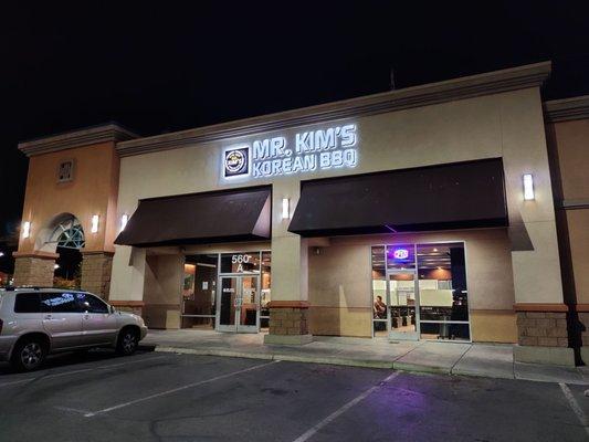 Store front at nighttime