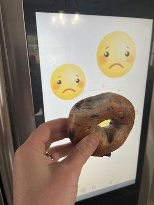 Let the the sad emoji's be the visual component that shows our babies' response to the cold mediocre bagel experience.