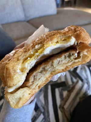 Sausage egg and cheese croissant