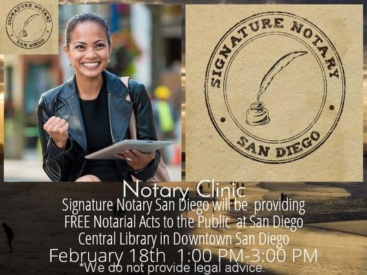 I went to  their  Pro Bono Clinic. FREE FREE  FREE.  Today It was  Awesome!!!!! Thanks Signature Notary San Diego.