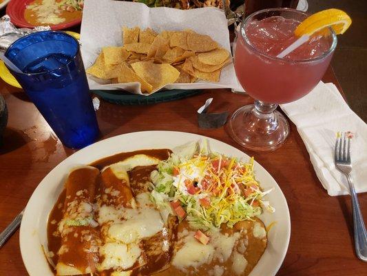 Enchiladas rancheras and sangarita