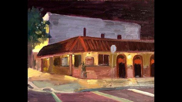 A beautiful painting of our restaurant by a very skilled artist.