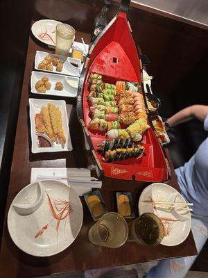 A boat load of yummy sushi