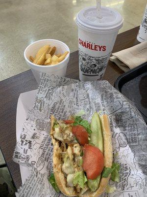 CHICKEN PHILLY with ORIGINAL FRIES and fountain SOFT DRINK