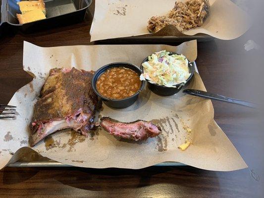 5 baby back ribs with Cole slaw & baked beans