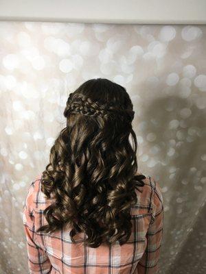 Braid and curls using flat iron